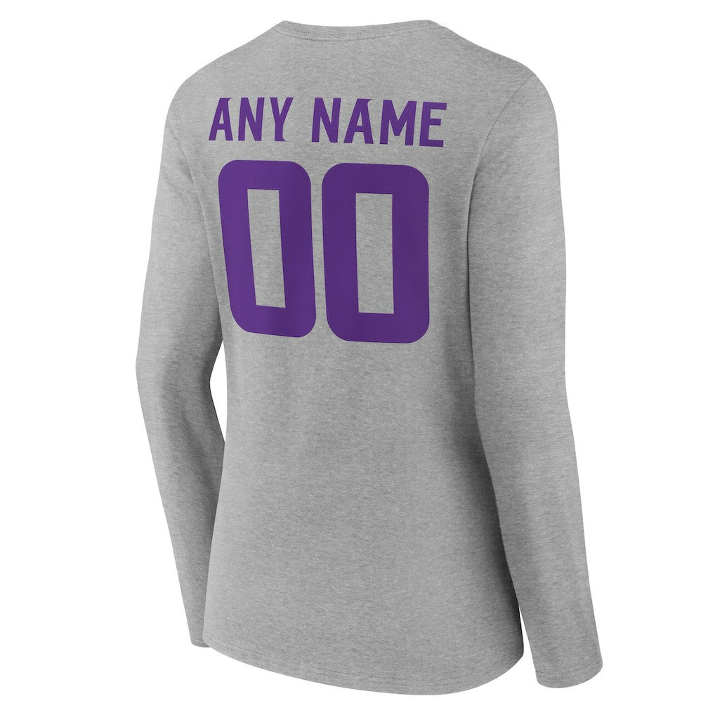 Minnesota Vikings  Women's Team Authentic Personalized Name & Number Long Sleeve V-Neck T-Shirt