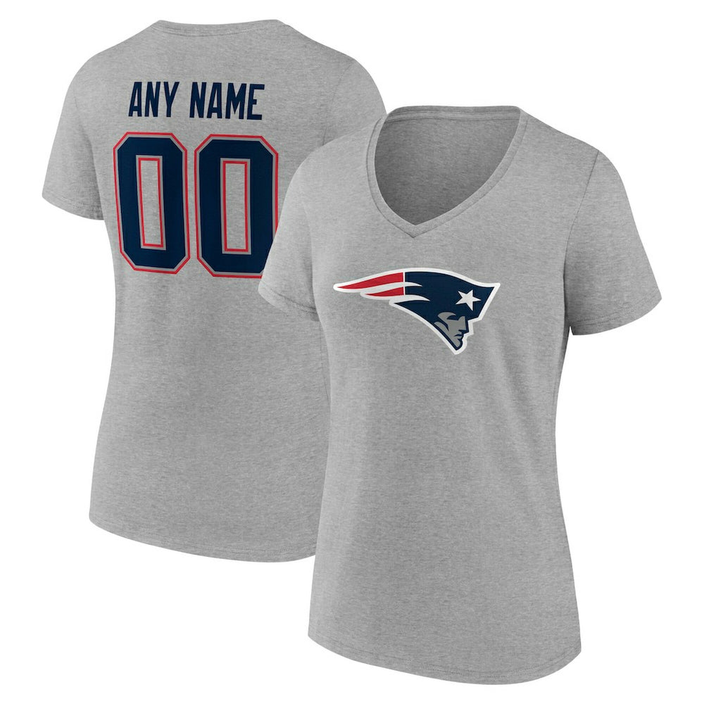New England Patriots  Women's Team Authentic Personalized Name & Number V-Neck T-Shirt