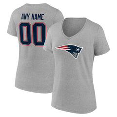 New England Patriots  Women's Team Authentic Personalized Name & Number V-Neck T-Shirt
