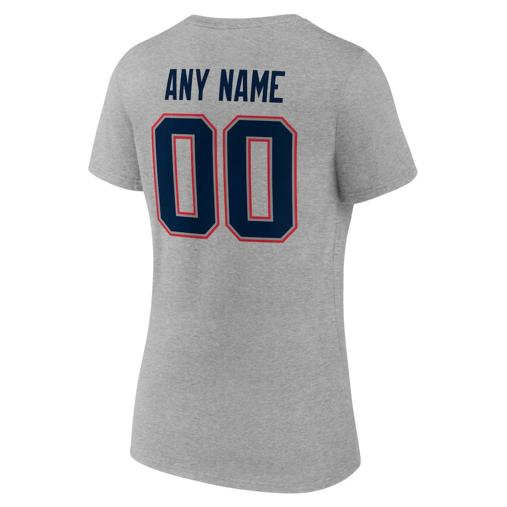 New England Patriots  Women's Team Authentic Personalized Name & Number V-Neck T-Shirt
