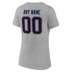 New England Patriots  Women's Team Authentic Personalized Name & Number V-Neck T-Shirt