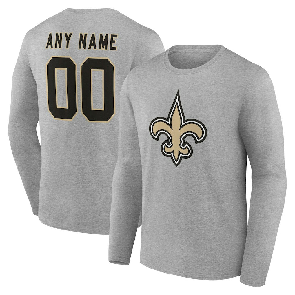 New Orleans Saints  Team Authentic Personalized Name & Number Long Sleeve T-Shirt