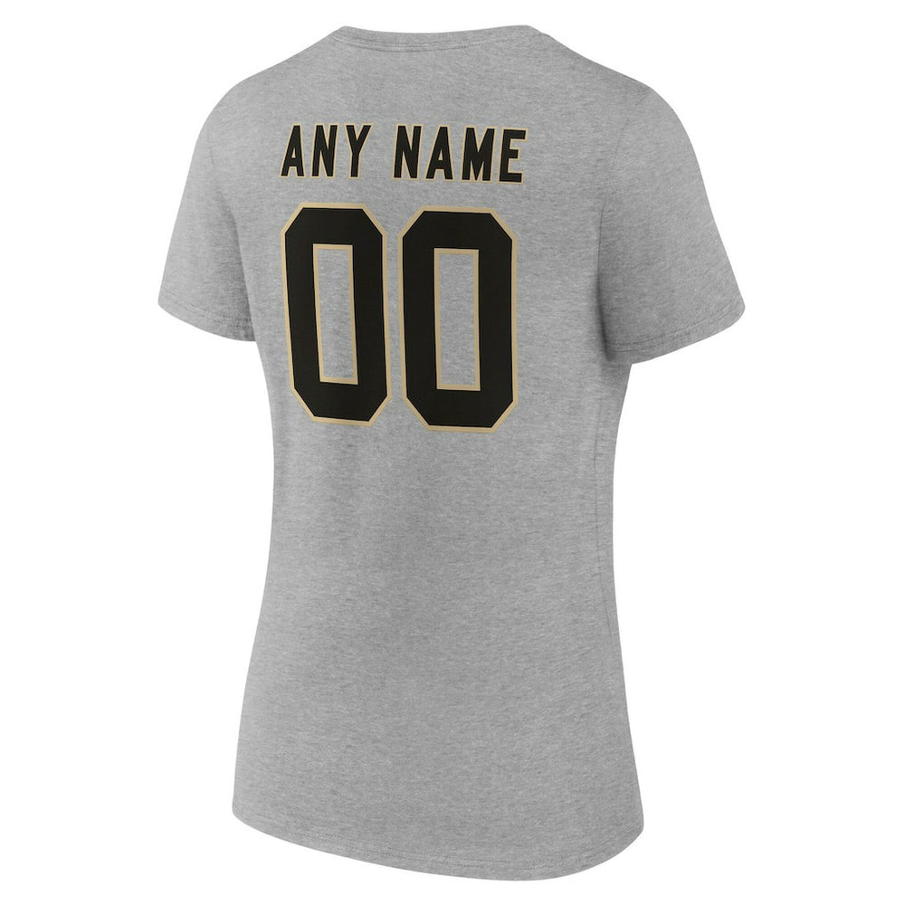 New Orleans Saints  Women's Team Authentic Personalized Name & Number V-Neck T-Shirt