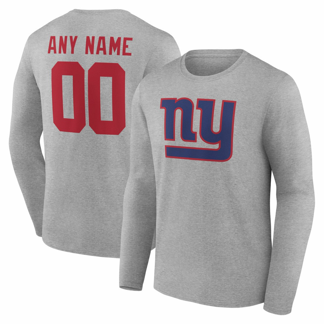 New York Giants  Team Authentic Personalized Name & Number Long Sleeve T-Shirt