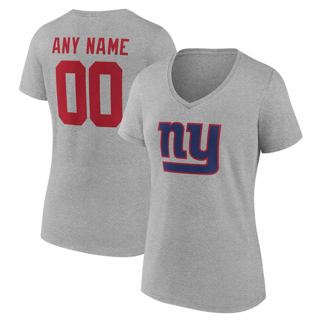 New York Giants  Women's Team Authentic Personalized Name & Number V-Neck T-Shirt