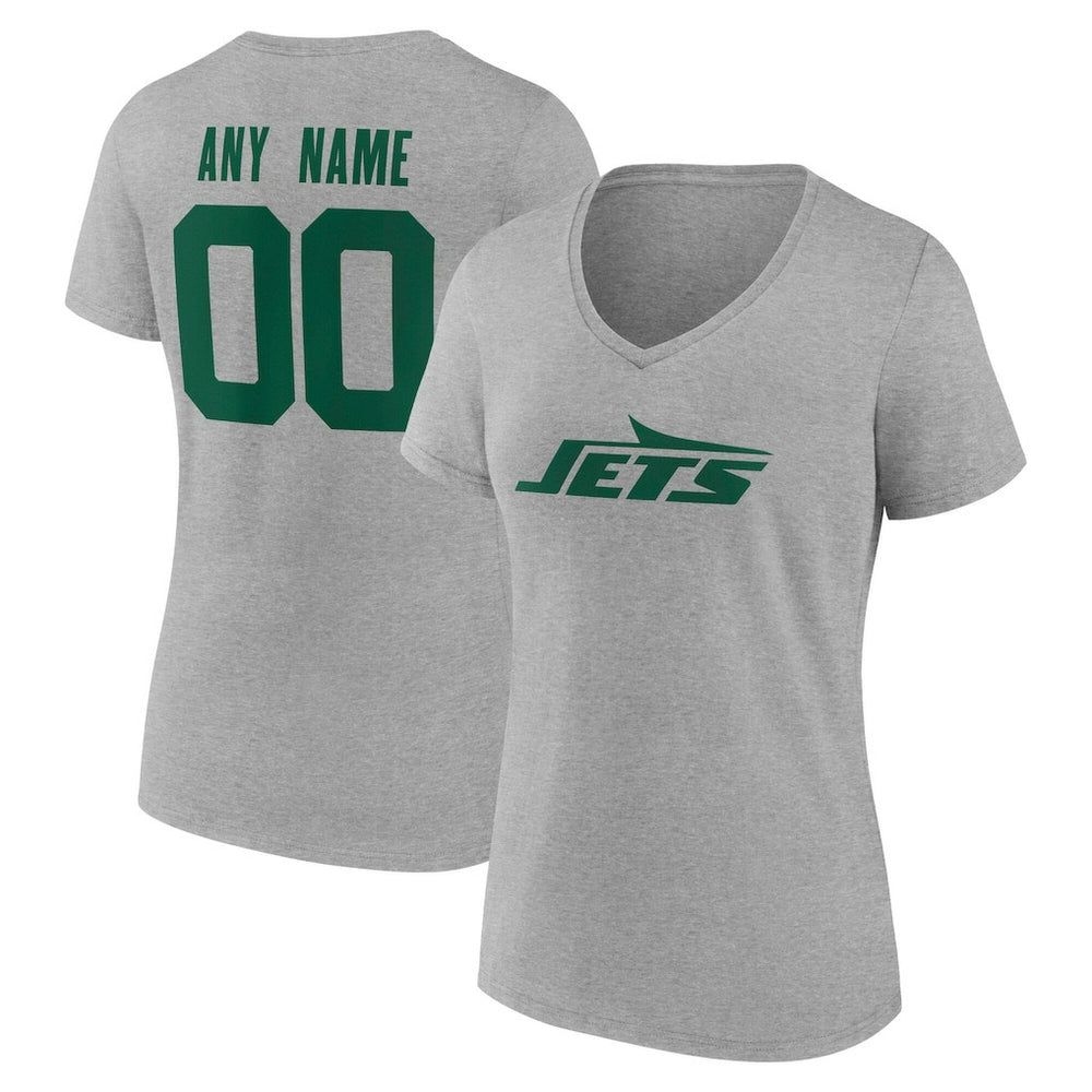 New York Jets  Women's Team Authentic Personalized Name & Number V-Neck T-Shirt