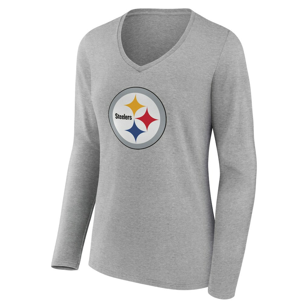Pittsburgh Steelers  Women's Team Authentic Personalized Name & Number Long Sleeve V-Neck T-Shirt