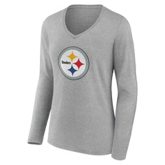 Pittsburgh Steelers  Women's Team Authentic Personalized Name & Number Long Sleeve V-Neck T-Shirt