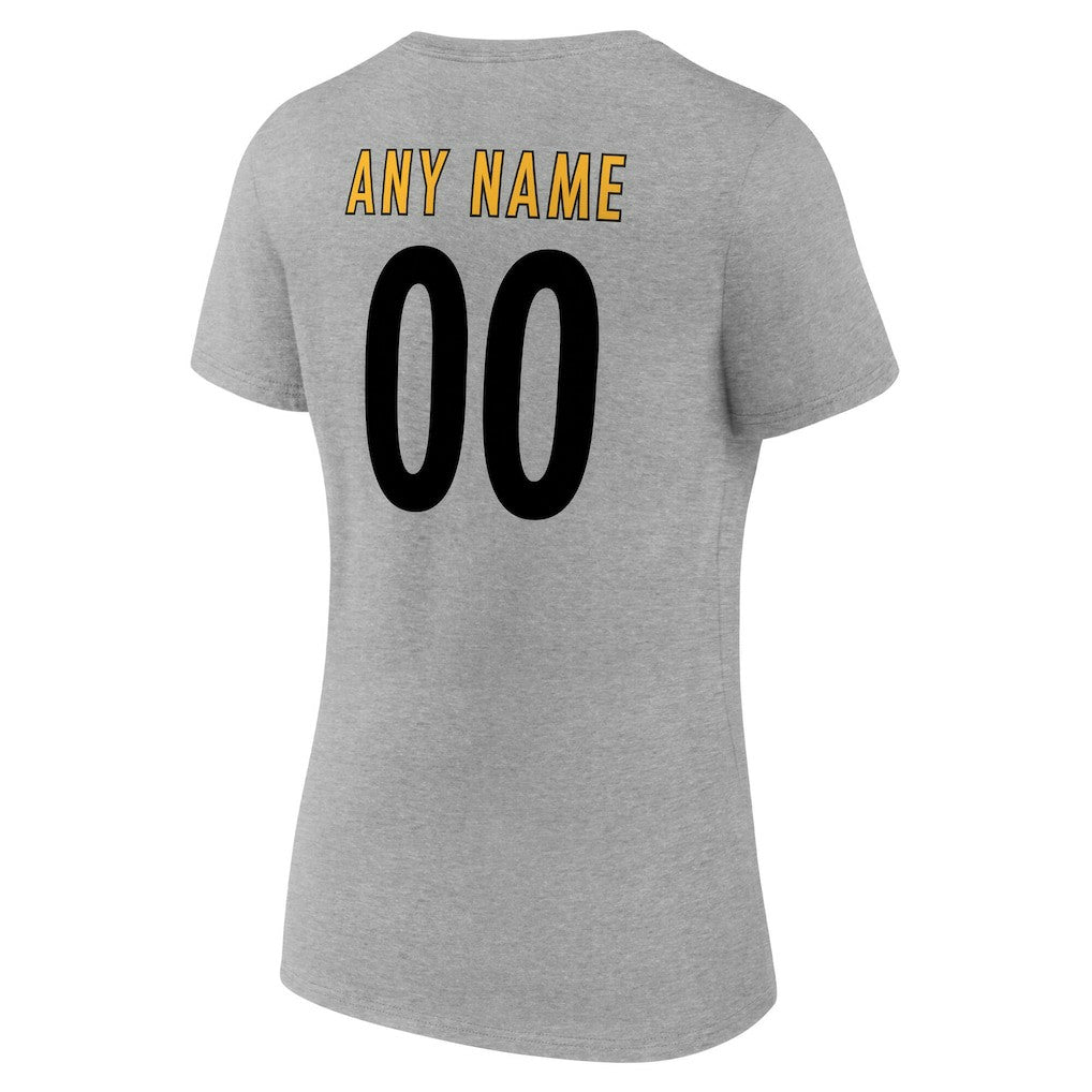 Pittsburgh Steelers  Women's Team Authentic Personalized Name & Number V-Neck T-Shirt
