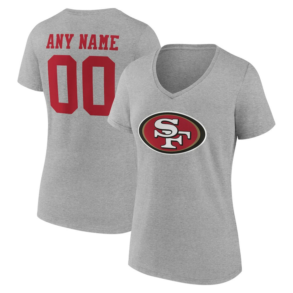 San Francisco 49ers  Women's Team Authentic Personalized Name & Number V-Neck T-Shirt