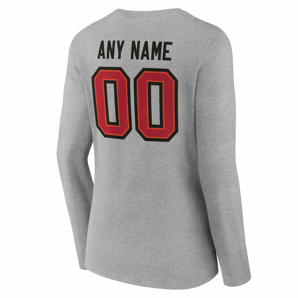 Tampa Bay Buccaneers  Women's Team Authentic Personalized Name & Number Long Sleeve V-Neck T-Shirt