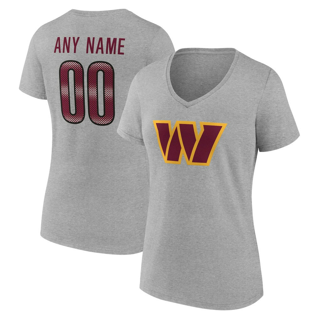 Washington Commanders  Women's Team Authentic Personalized Name & Number V-Neck T-Shirt