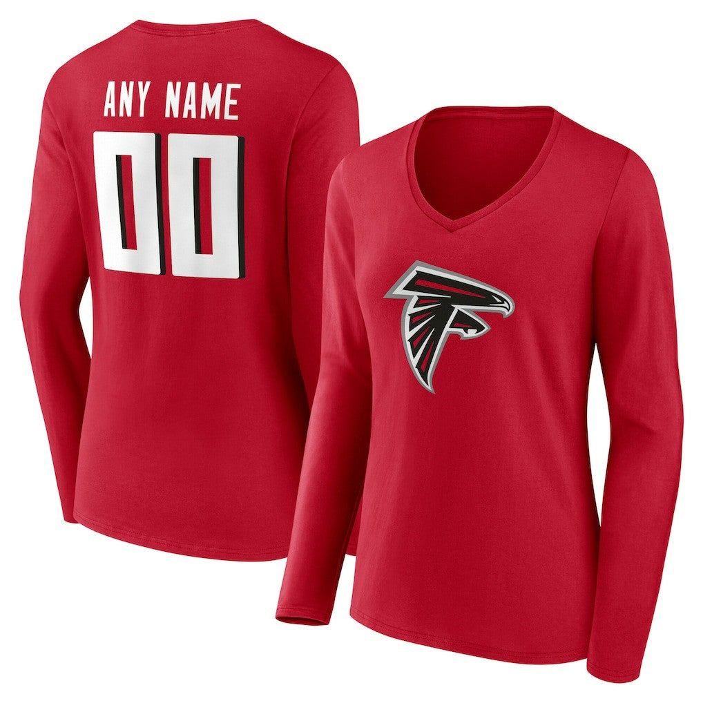 Atlanta Falcons  Women's Team Authentic Personalized Name & Number Long Sleeve V-Neck T-Shirt