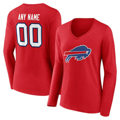 Buffalo Bills  Women's Team Authentic Personalized Name & Number Long Sleeve V-Neck T-Shirt