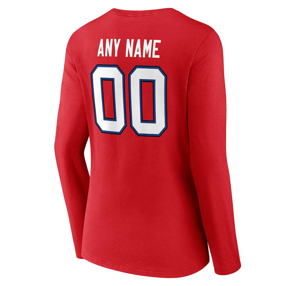 Buffalo Bills  Women's Team Authentic Personalized Name & Number Long Sleeve V-Neck T-Shirt