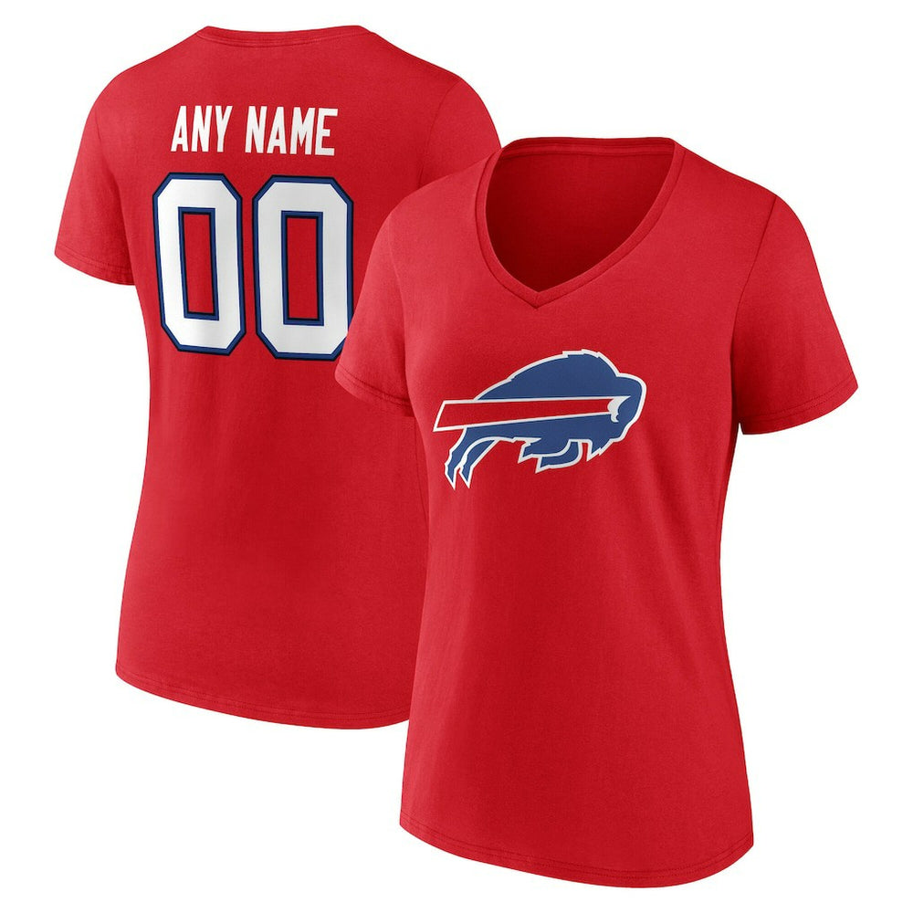Buffalo Bills  Women's Team Authentic Personalized Name & Number V-Neck T-Shirt