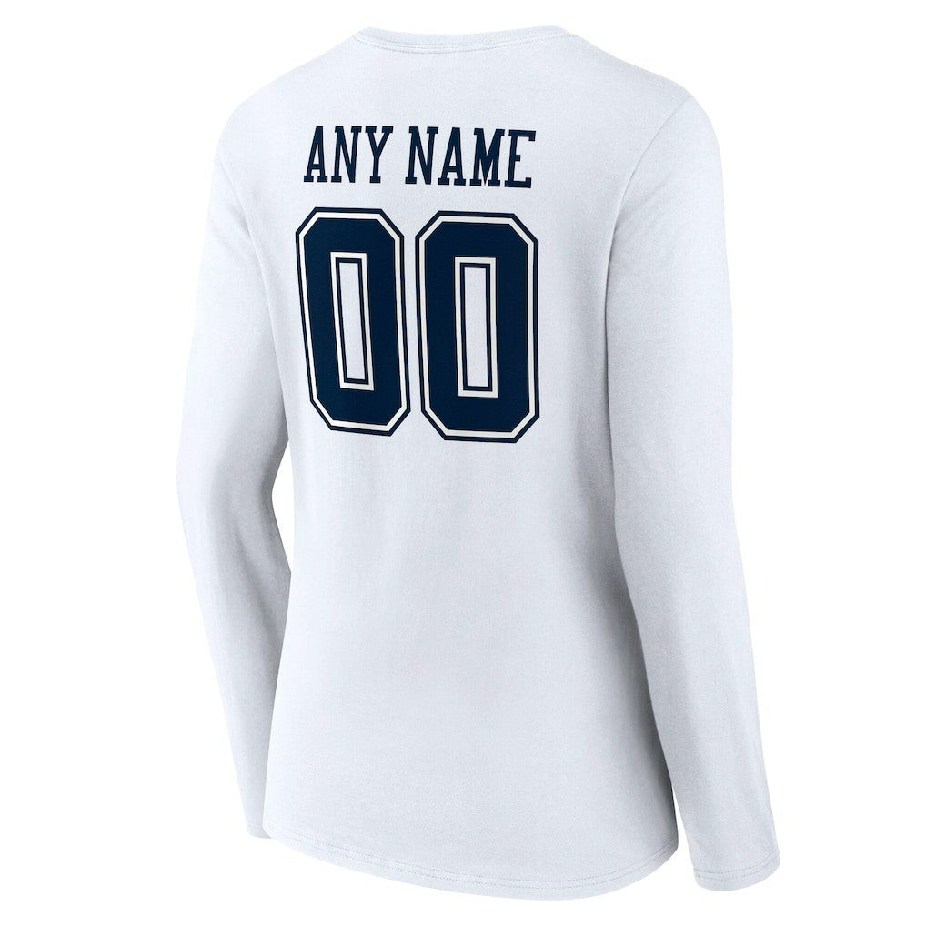 Dallas Cowboys  Women's Team Authentic Personalized Name & Number Long Sleeve V-Neck T-Shirt