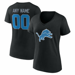 Detroit Lions  Women's Team Authentic Personalized Name & Number V-Neck T-Shirt