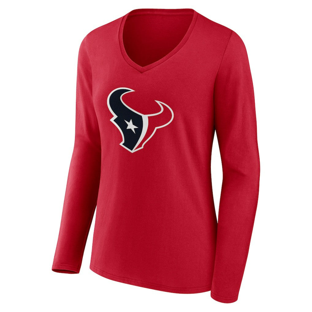 Houston Texans  Women's Team Authentic Personalized Name & Number Long Sleeve V-Neck T-Shirt