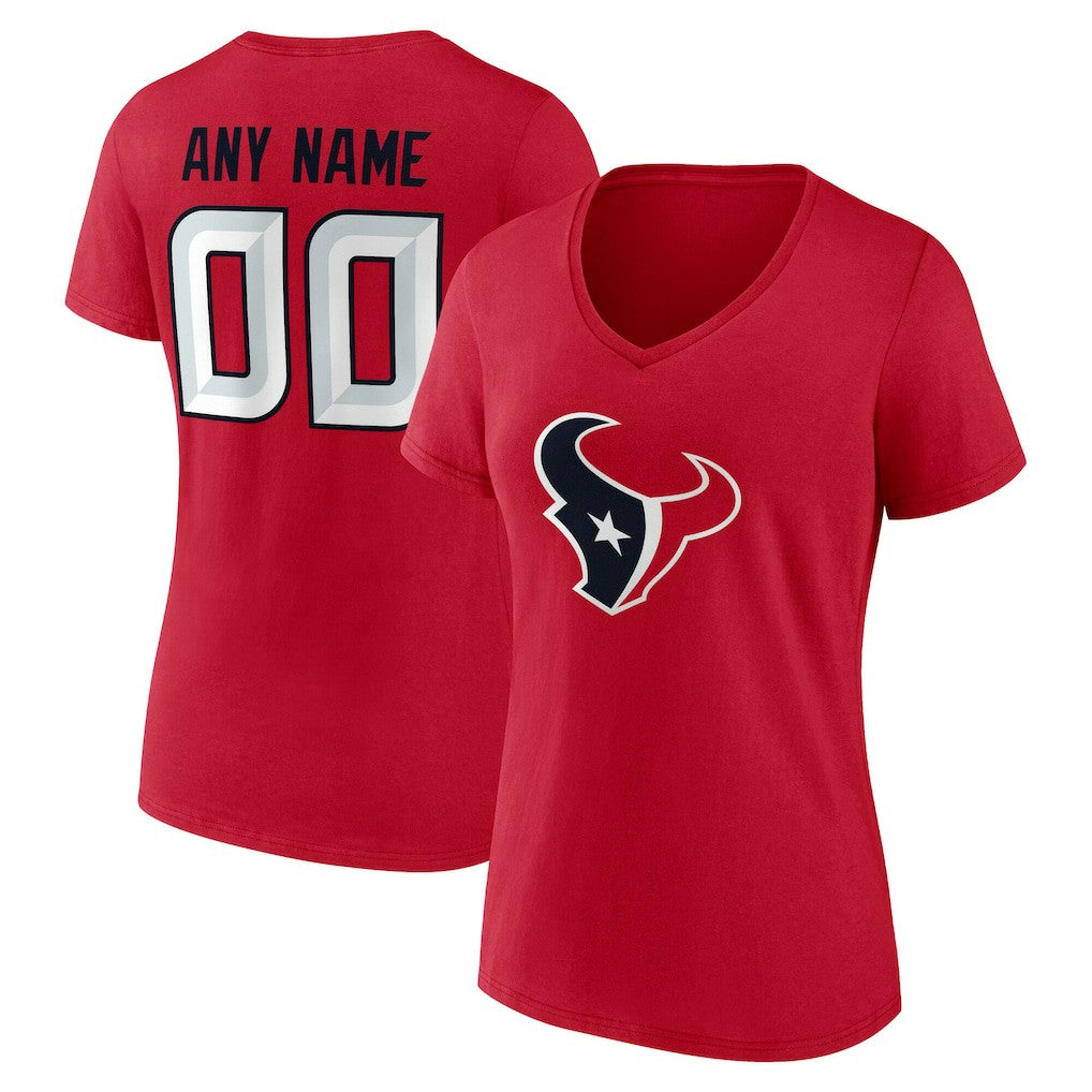 Houston Texans  Women's Team Authentic Personalized Name & Number V-Neck T-Shirt