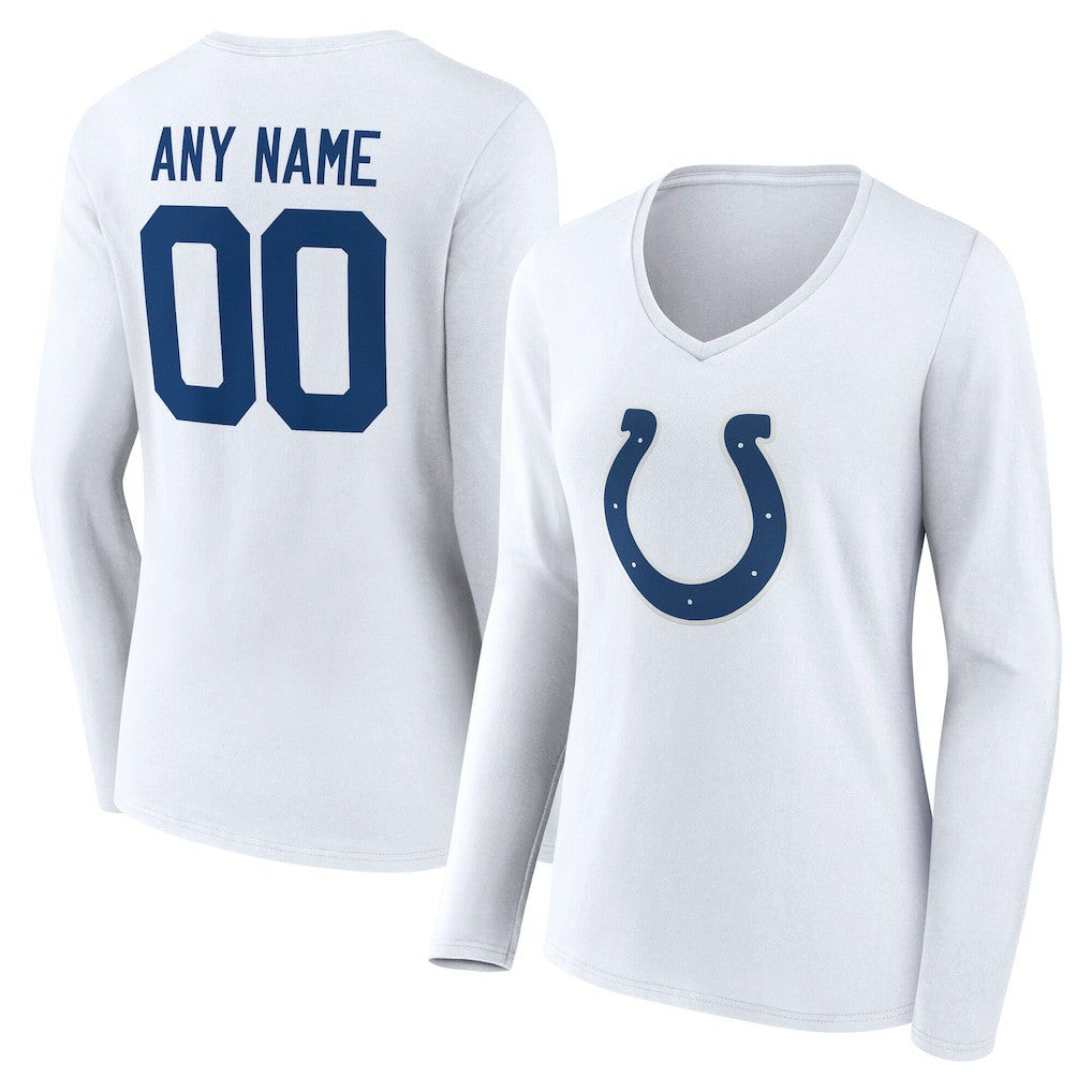 Indianapolis Colts  Women's Team Authentic Personalized Name & Number Long Sleeve V-Neck T-Shirt