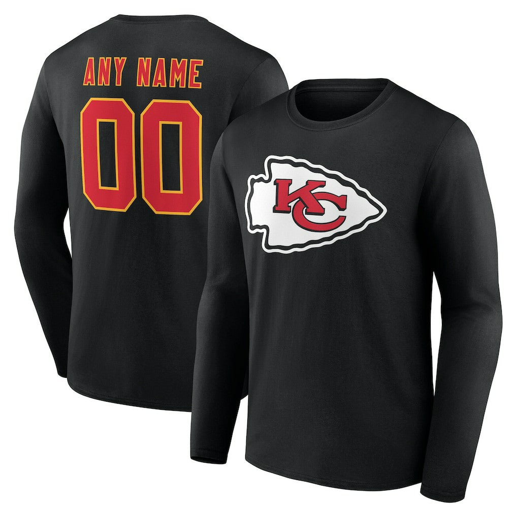 Kansas City Chiefs  Team Authentic Personalized Name & Number Long Sleeve T-Shirt