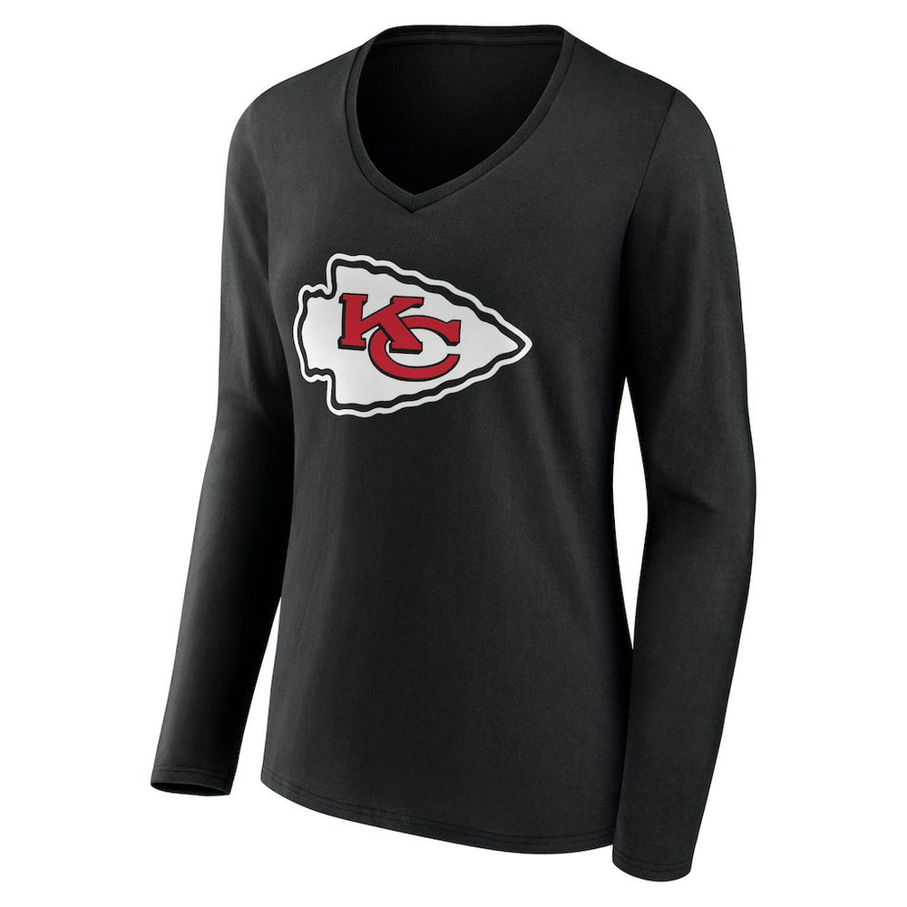 Kansas City Chiefs  Women's Team Authentic Personalized Name & Number Long Sleeve V-Neck T-Shirt