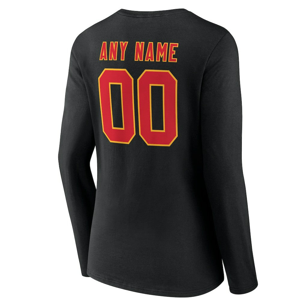 Kansas City Chiefs  Women's Team Authentic Personalized Name & Number Long Sleeve V-Neck T-Shirt