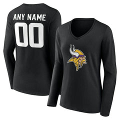 Minnesota Vikings  Women's Team Authentic Personalized Name & Number Long Sleeve V-Neck T-Shirt