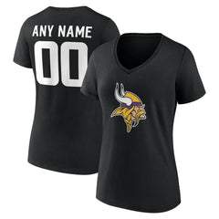 Minnesota Vikings  Women's Team Authentic Personalized Name & Number V-Neck T-Shirt