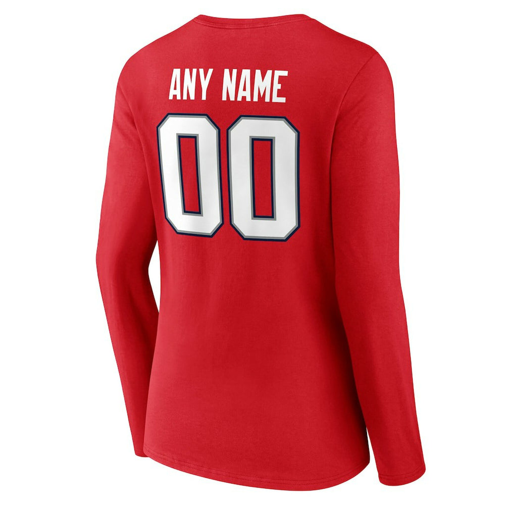 New England Patriots  Women's Team Authentic Personalized Name & Number Long Sleeve V-Neck T-Shirt