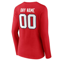 New England Patriots  Women's Team Authentic Personalized Name & Number Long Sleeve V-Neck T-Shirt