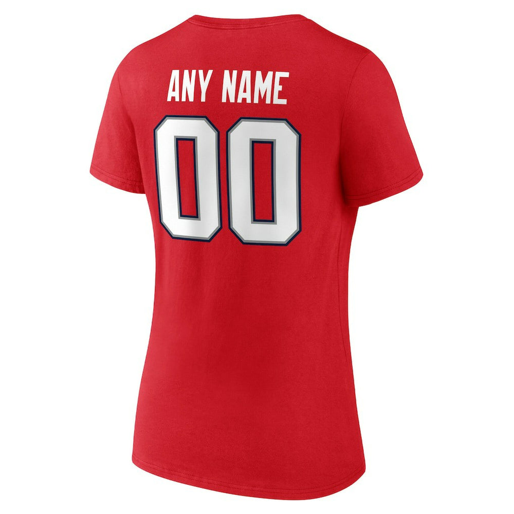 New England Patriots  Women's Team Authentic Personalized Name & Number V-Neck T-Shirt
