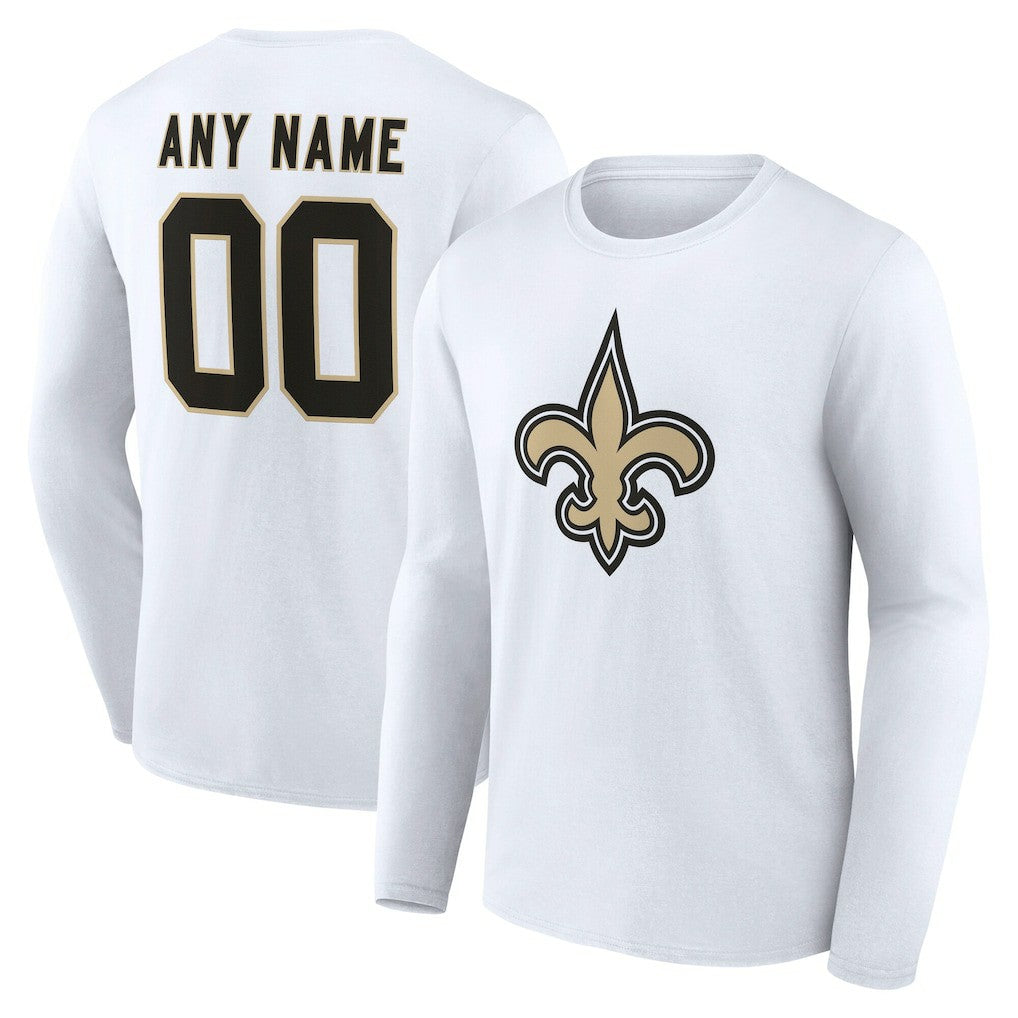 New Orleans Saints  Team Authentic Personalized Name & Number Long Sleeve T-Shirt