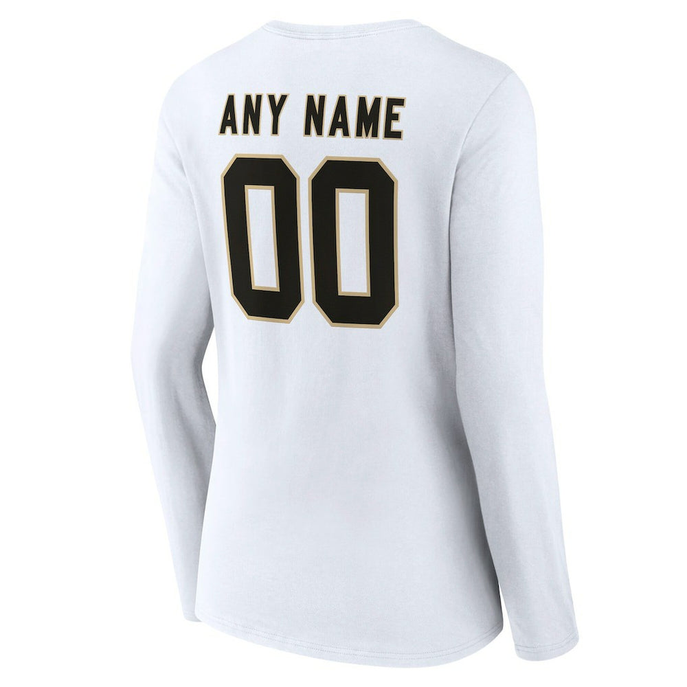 New Orleans Saints  Women's Team Authentic Personalized Name & Number Long Sleeve V-Neck T-Shirt