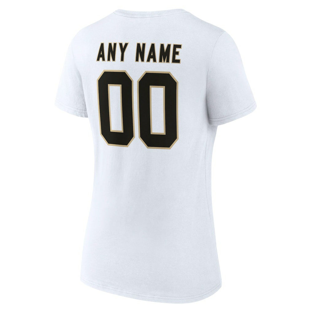 New Orleans Saints  Women's Team Authentic Personalized Name & Number V-Neck T-Shirt