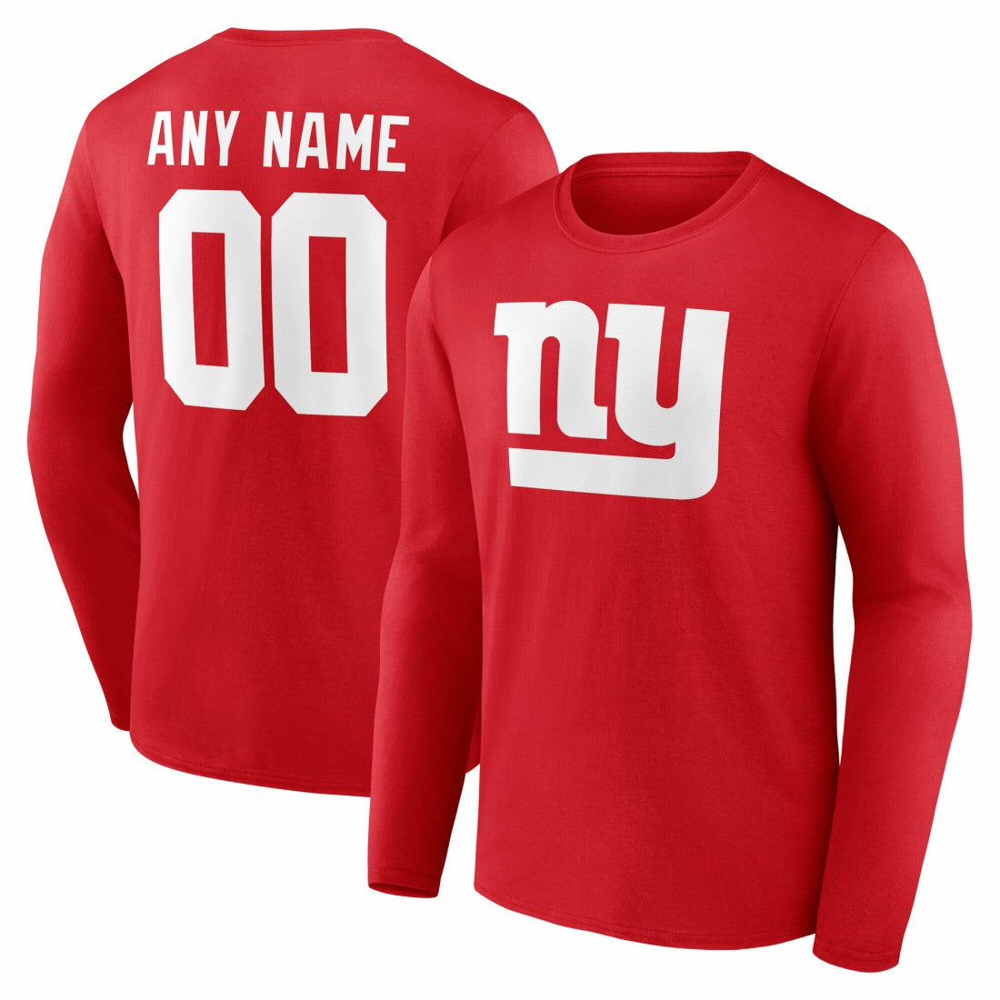 New York Giants  Team Authentic Personalized Name & Number Long Sleeve T-Shirt