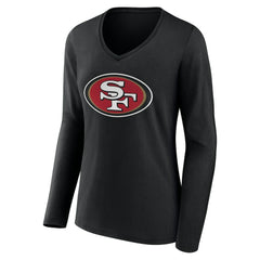 San Francisco 49ers  Women's Team Authentic Personalized Name & Number Long Sleeve V-Neck T-Shirt