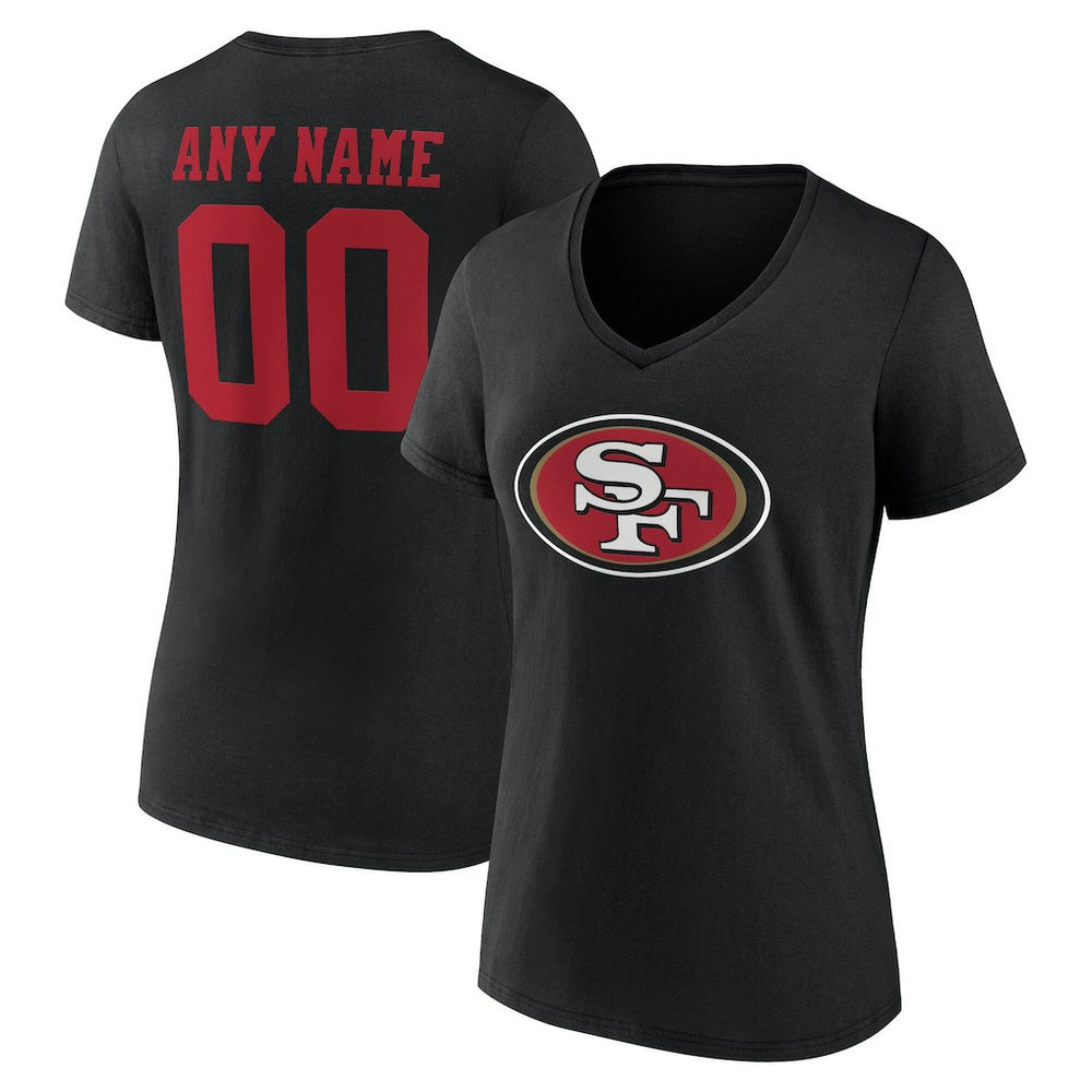 San Francisco 49ers  Women's Team Authentic Personalized Name & Number V-Neck T-Shirt