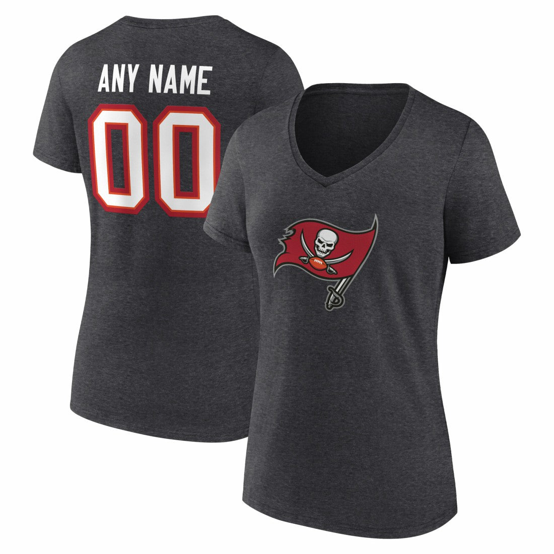 Tampa Bay Buccaneers  Women's Team Authentic Personalized Name & Number V-Neck T-Shirt