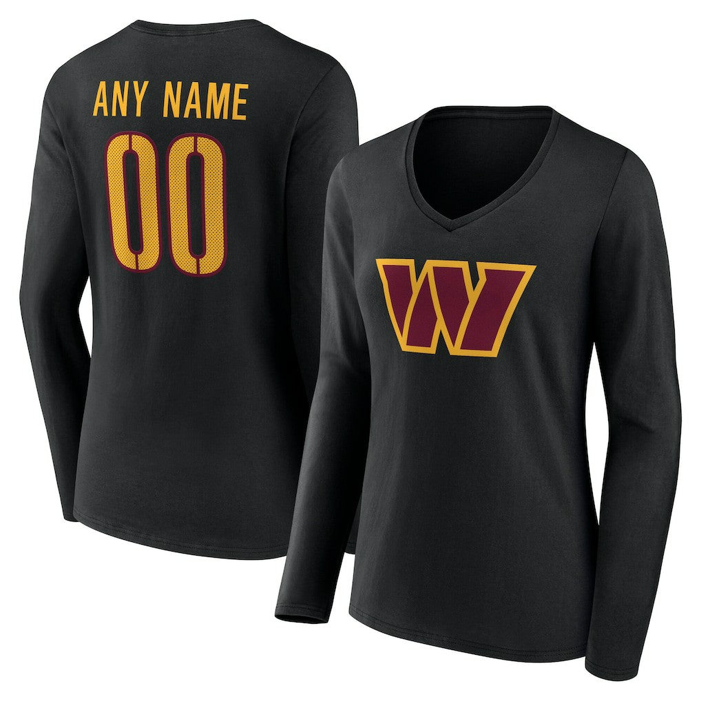 Washington Commanders  Women's Team Authentic Personalized Name & Number Long Sleeve V-Neck T-Shirt