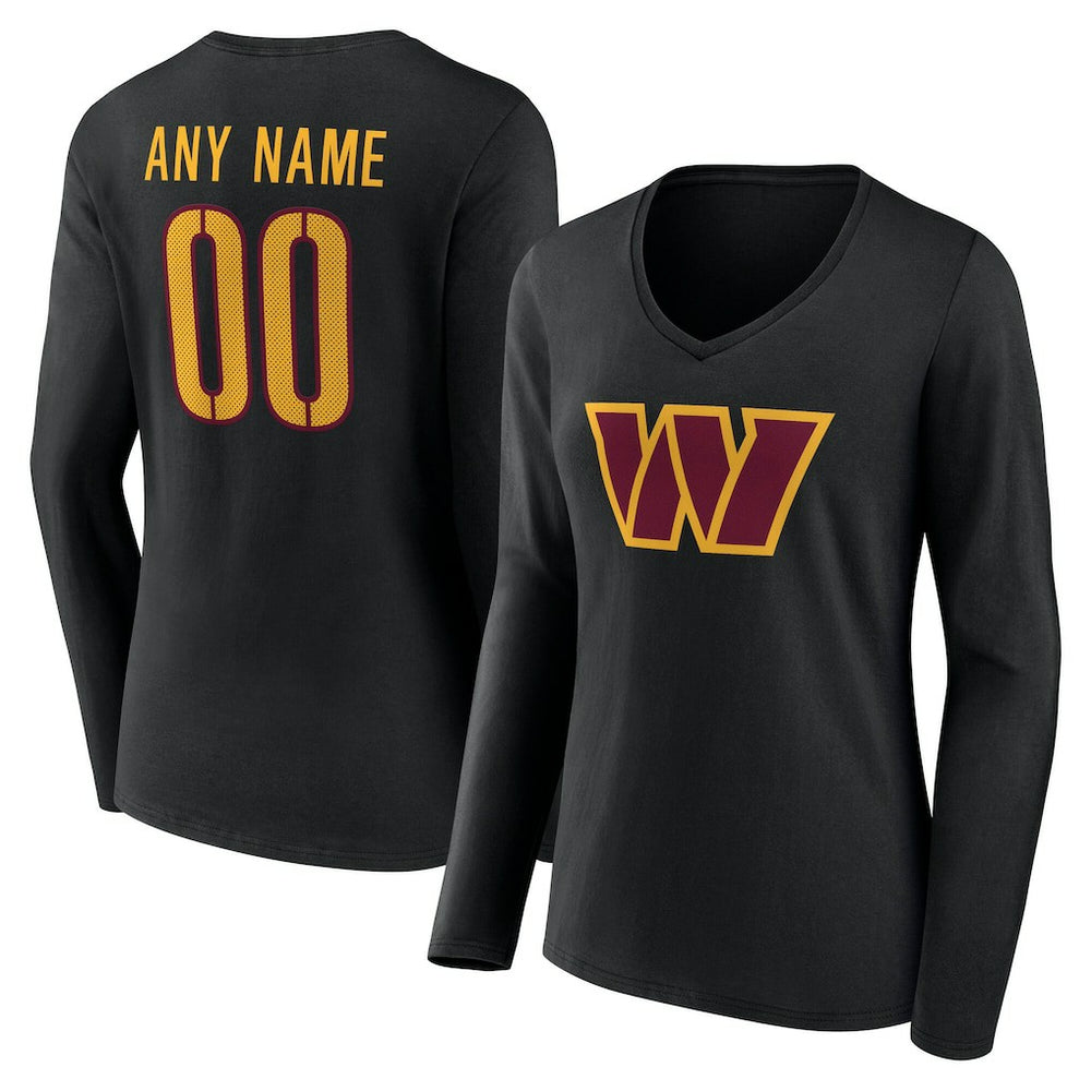 Washington Commanders  Women's Team Authentic Personalized Name & Number Long Sleeve V-Neck T-Shirt