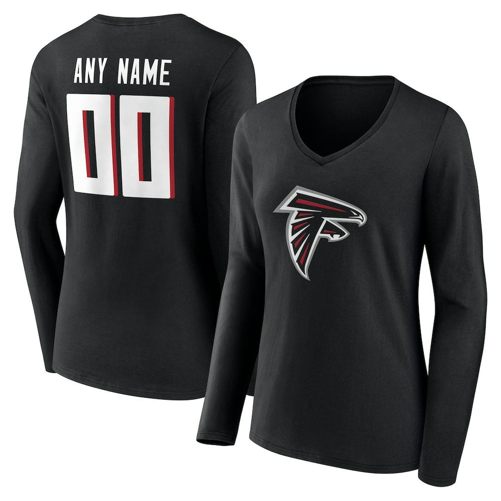 Atlanta Falcons  Women's Team Authentic Personalized Name & Number Long Sleeve V-Neck T-Shirt