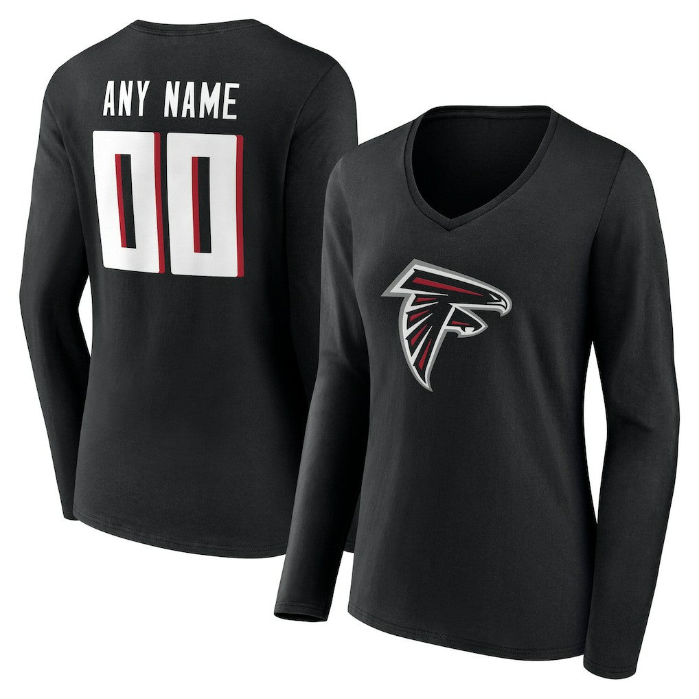 Atlanta Falcons  Women's Team Authentic Personalized Name & Number Long Sleeve V-Neck T-Shirt