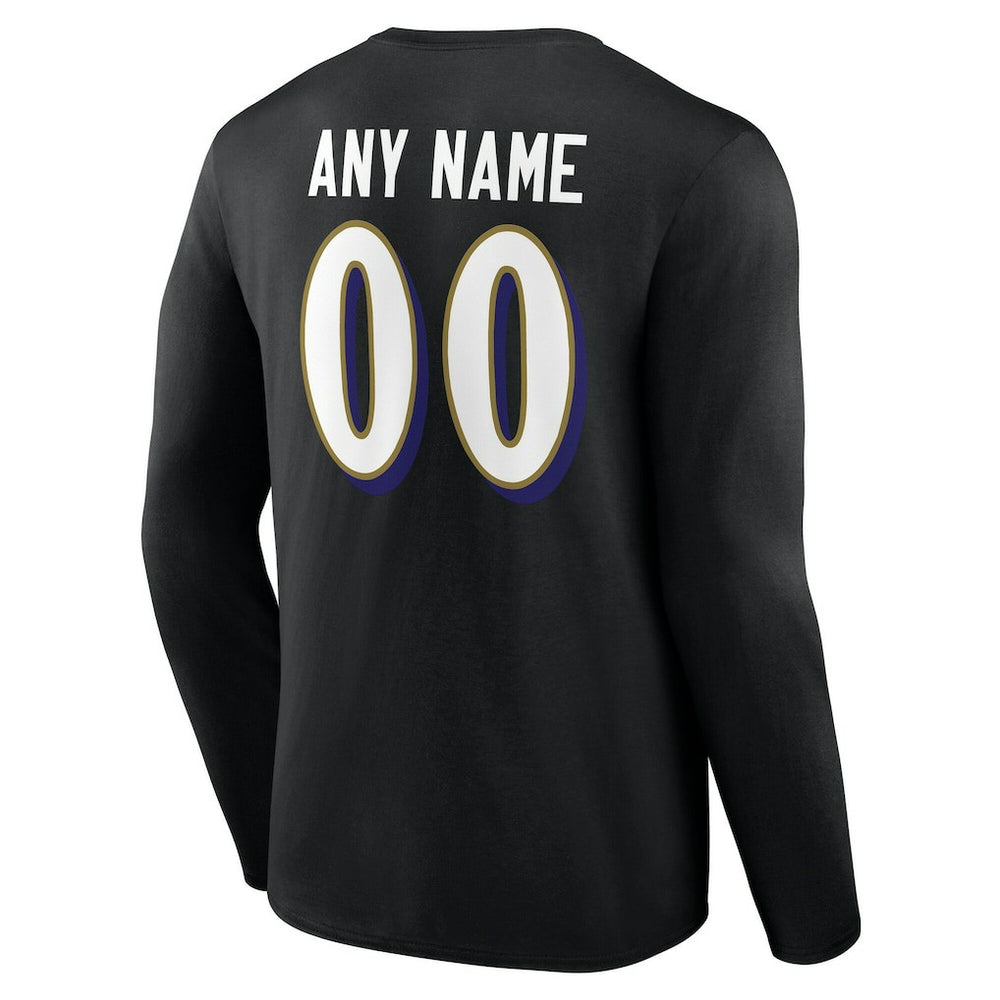 Baltimore Ravens  Team Authentic Personalized Name & Number Long Sleeve T-Shirt