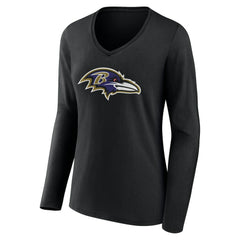 Baltimore Ravens  Women's Team Authentic Personalized Name & Number Long Sleeve V-Neck T-Shirt