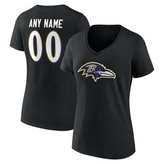 Baltimore Ravens  Women's Team Authentic Personalized Name & Number V-Neck T-Shirt