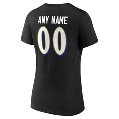 Baltimore Ravens  Women's Team Authentic Personalized Name & Number V-Neck T-Shirt