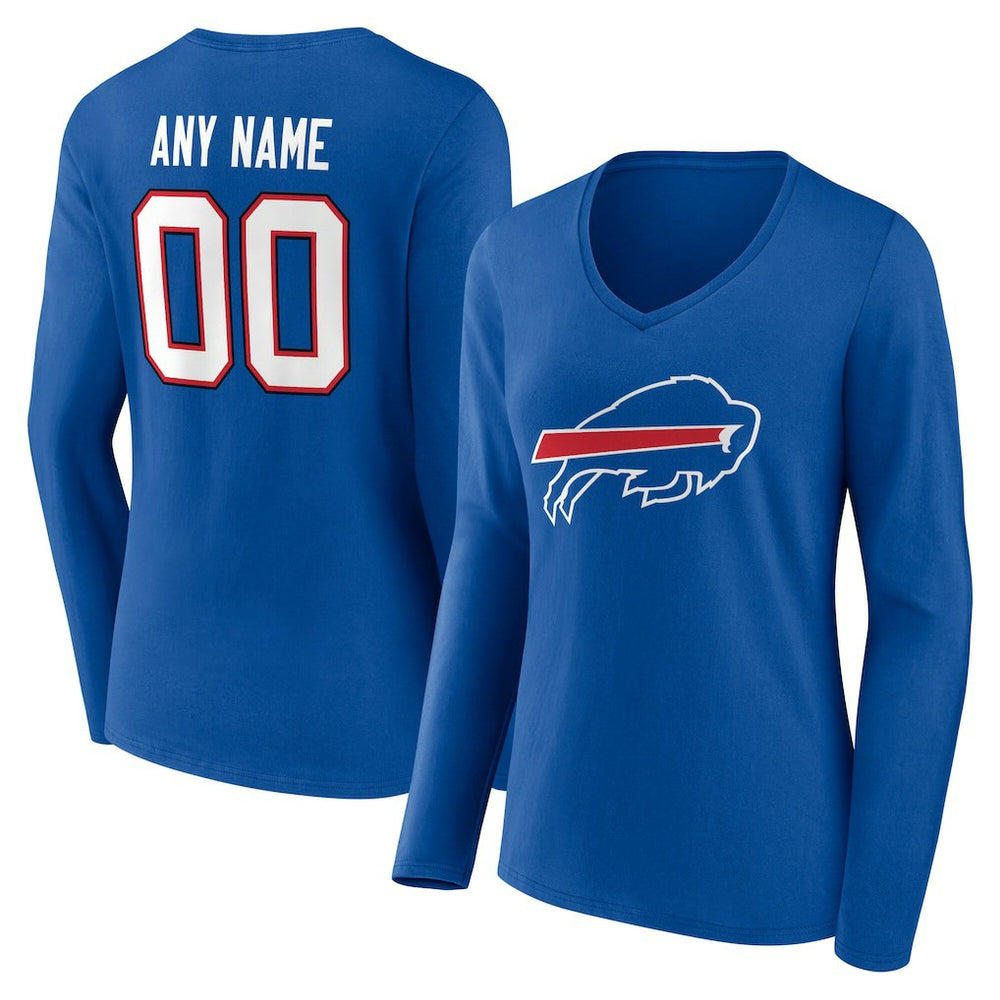 Buffalo Bills  Women's Team Authentic Personalized Name & Number Long Sleeve V-Neck T-Shirt