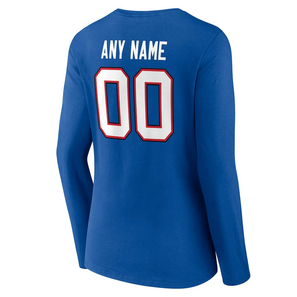 Buffalo Bills  Women's Team Authentic Personalized Name & Number Long Sleeve V-Neck T-Shirt